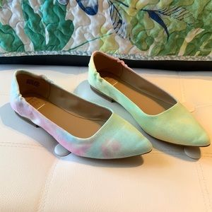 Rainbow pastel tie dye pointed toe flats